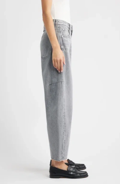 Rag & Bone Charlie High Rise Ankle Barrel Jeans In Washed Grey In Gray