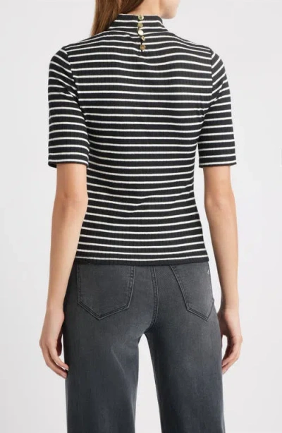 Rag & Bone The Knit Stripe Rib Mock Neck T-shirt In Multi