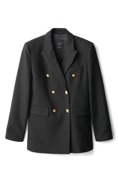 Mango Women's Double-breasted Blazer In Black