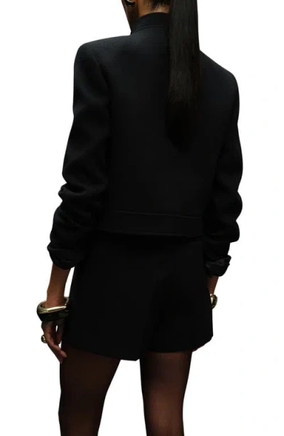 Mango Jacket With Jewel-button Strip Collar Black In Black