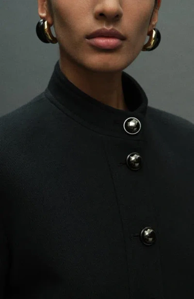 Mango Jacket With Jewel-button Strip Collar Black In Black