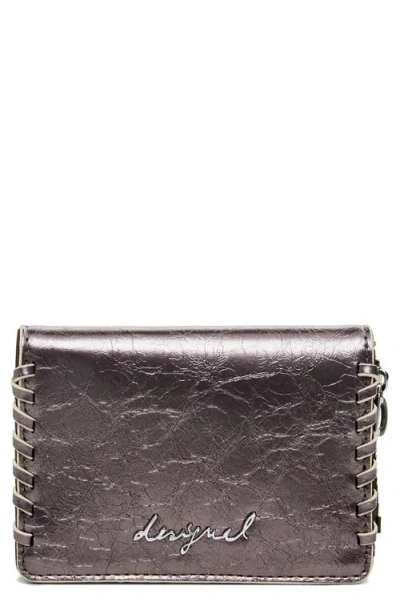 Desigual Medium Faux Leather Wallet In Gray