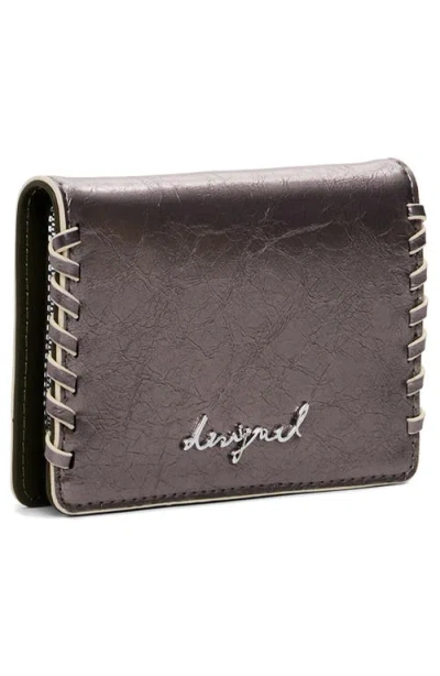 Desigual Medium Faux Leather Wallet In Gray