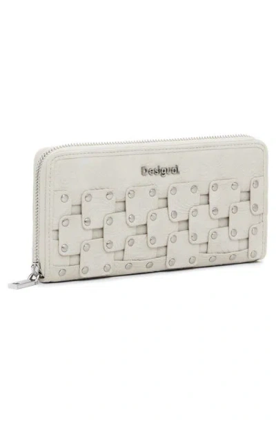 Desigual Embossed Faux Leather Long Wallet In White