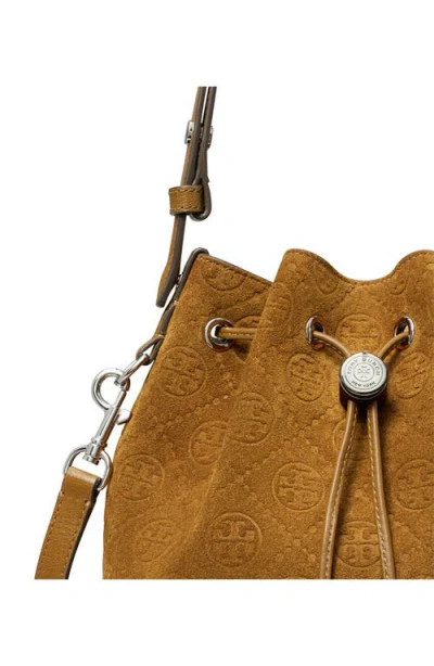 Tory Burch T Monogram Suede Oversized Bucket Bag In Brown