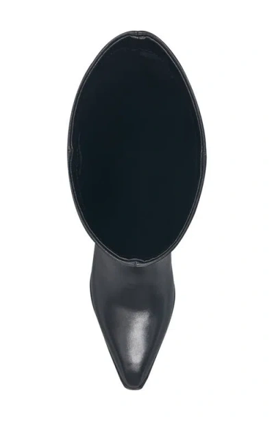 Marc Fisher Ltd Tarrie Stacked Heel Leather Knee-high Boots In Black