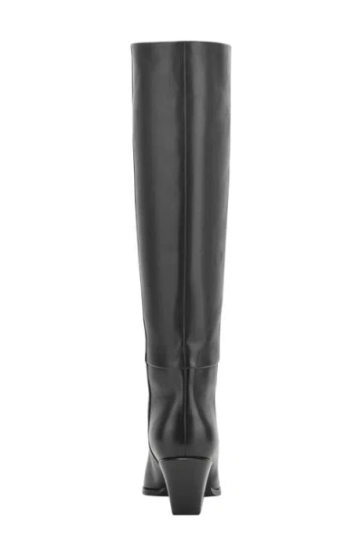 Marc Fisher Ltd Tarrie Stacked Heel Leather Knee-high Boots In Black