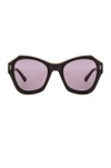 Stella Mccartney Black Oversized Sunglasses In Black & Ivory