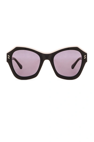 Shop Stella Mccartney Colorblock Sunglasses In Black & Ivory