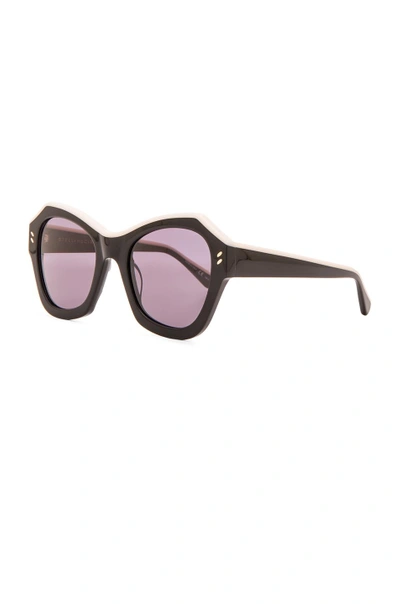 Shop Stella Mccartney Colorblock Sunglasses In Black & Ivory