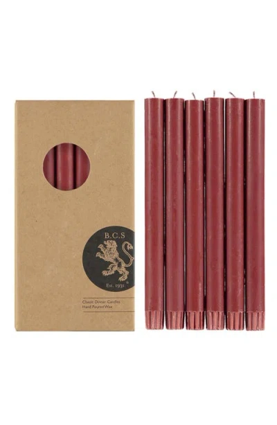 British Colour Standard Set Of 6 Guardsman Red Dinner Candles In Red