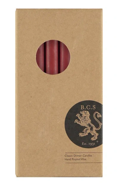 British Colour Standard Set Of 6 Guardsman Red Dinner Candles In Red