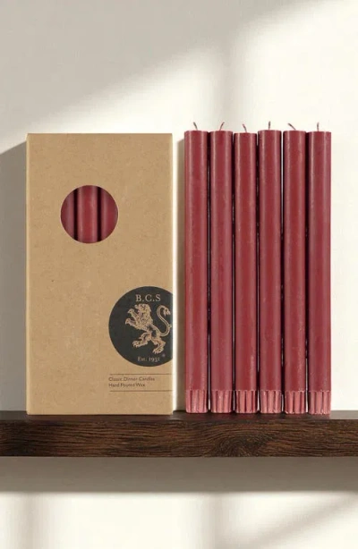 British Colour Standard Set Of 6 Guardsman Red Dinner Candles In Red