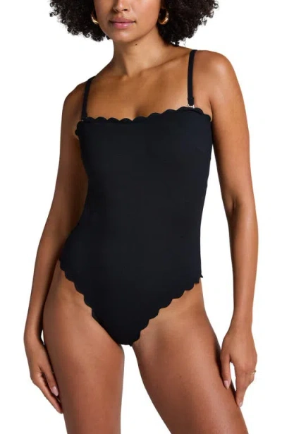 Hunkemoller Bandeau Scallop Swimsuit In Black