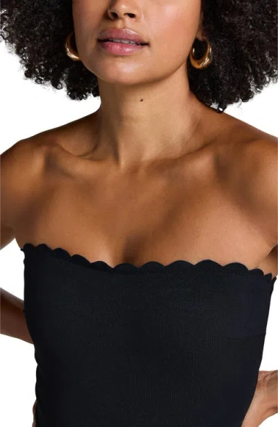 Hunkemoller Bandeau Scallop Swimsuit In Black