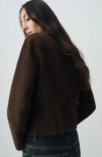 Mango Selection Suede Button-up Jacket In Brown