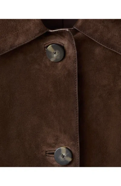 Mango Selection Suede Button-up Jacket In Brown