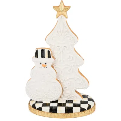 Mackenzie-childs Mackenzie Childs Gingerbread Small Handmade Snowman & Tree Figurine In Multi