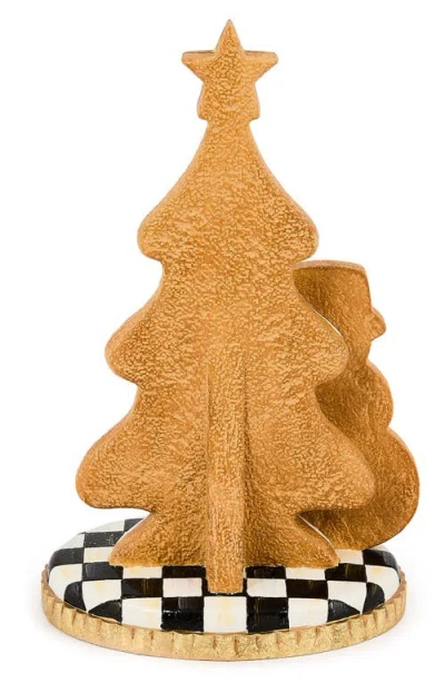 Mackenzie-childs Mackenzie Childs Gingerbread Small Handmade Snowman & Tree Figurine In Multi