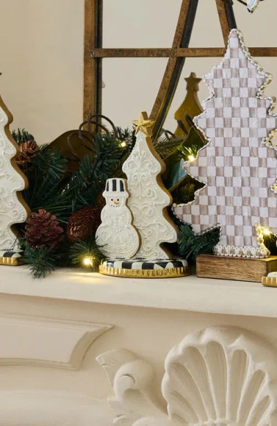 Mackenzie-childs Mackenzie Childs Gingerbread Small Handmade Snowman & Tree Figurine In Multi