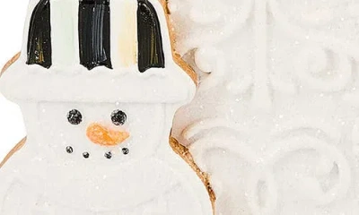 Mackenzie-childs Mackenzie Childs Gingerbread Small Handmade Snowman & Tree Figurine In Multi