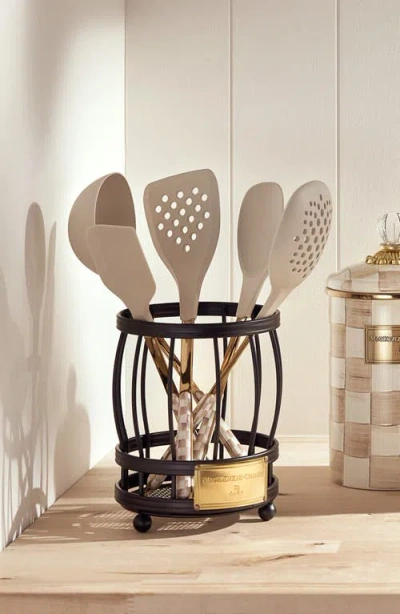 Mackenzie-childs Mackenzie Childs Mocha Check Utensil Caddy Set In Multi