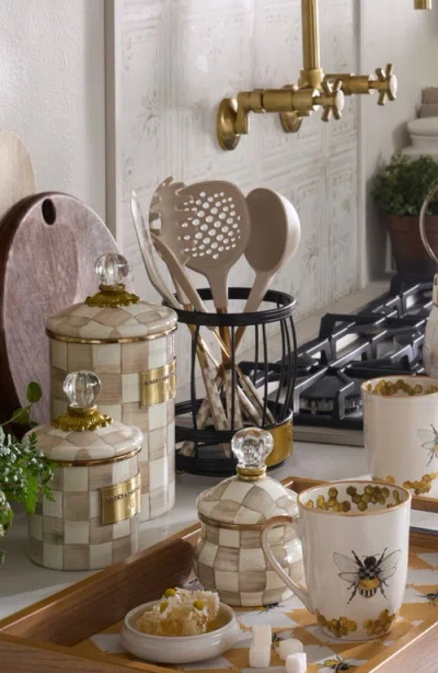 Mackenzie-childs Mackenzie Childs Mocha Check Utensil Caddy Set In Multi