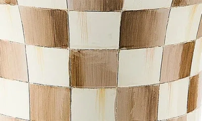 Mackenzie-childs Mackenzie Childs Mocha Check Tabletop Pedestal In Brown