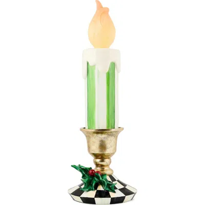 Mackenzie-childs Mackenzie Childs Check It Out Small Illuminated Candle Decoration In Multi