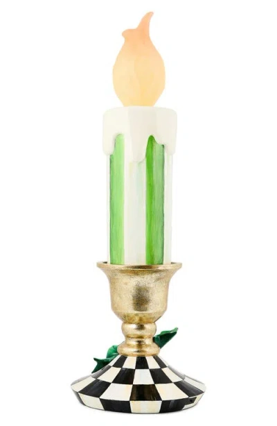 Mackenzie-childs Mackenzie Childs Check It Out Small Illuminated Candle Decoration In Multi