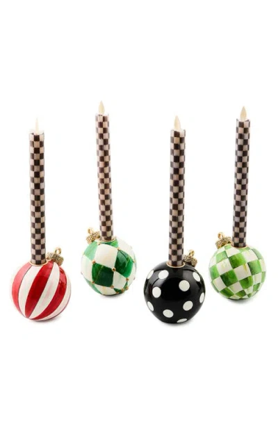 Mackenzie-childs Mackenzie Childs Check It Out Set Of 4 Ornament Candleholders In Multi