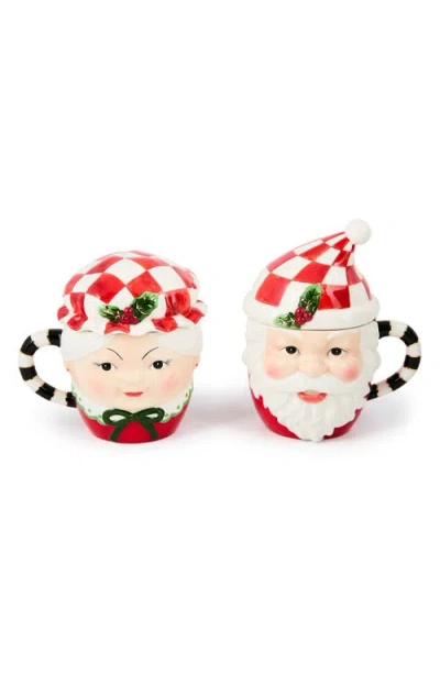 Mackenzie-childs Mackenzie Childs Check It Out Set Of 2 Covered Mugs In Red
