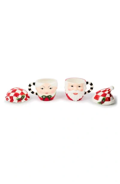 Mackenzie-childs Mackenzie Childs Check It Out Set Of 2 Covered Mugs In Red