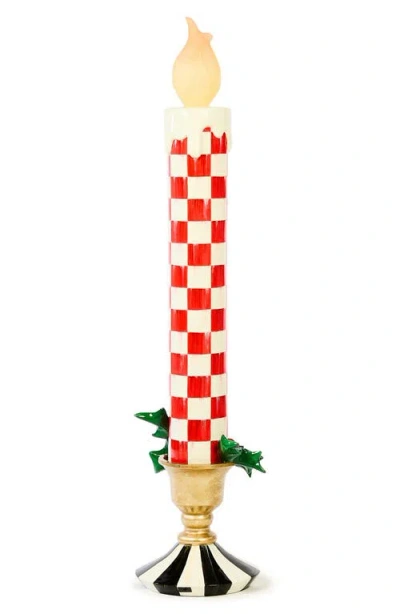 Mackenzie-childs Mackenzie Childs Check It Out Large Illuminated Candle Decoration In Multi
