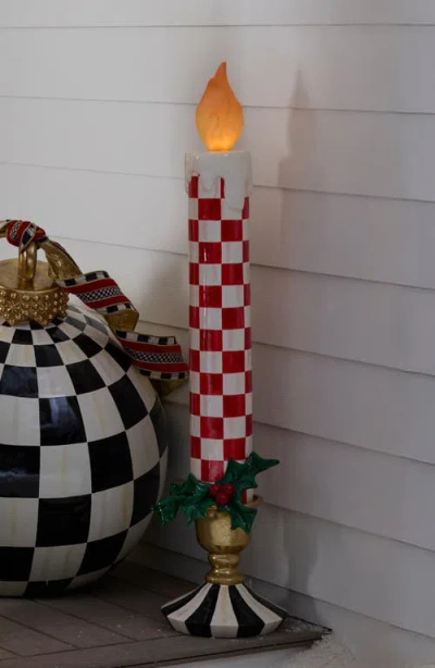 Mackenzie-childs Mackenzie Childs Check It Out Large Illuminated Candle Decoration In Multi