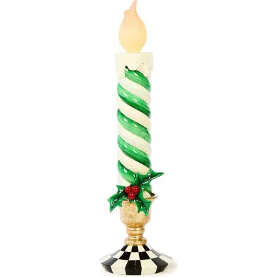 Mackenzie-childs Mackenzie Childs Check It Out Medium Illuminated Candle Decoration In Multi