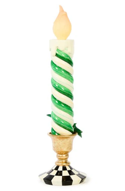 Mackenzie-childs Mackenzie Childs Check It Out Medium Illuminated Candle Decoration In Multi