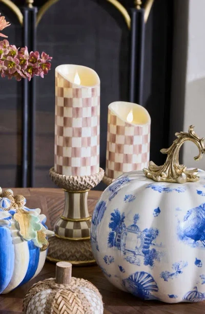 Mackenzie-childs Mackenzie Childs Mocha Pillar Set Of 3 Candle Holders In Neutral