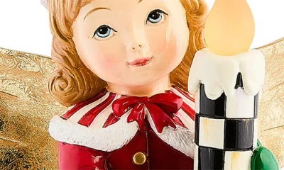 Mackenzie-childs Mackenzie Childs Check It Out Illuminated Angel Figurine In Multi