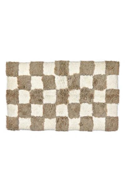 Mackenzie-childs Mackenzie Childs Checkerboard Taupe Bath Rug In Multi