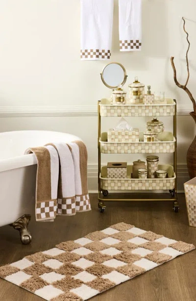 Mackenzie-childs Mackenzie Childs Checkerboard Taupe Bath Rug In Multi