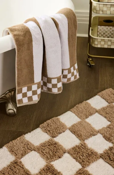 Mackenzie-childs Mackenzie Childs Checkerboard Taupe Bath Rug In Multi