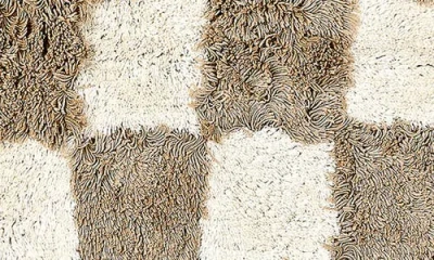 Mackenzie-childs Mackenzie Childs Checkerboard Taupe Bath Rug In Multi