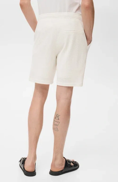 Mango Structured Knit Shorts In White