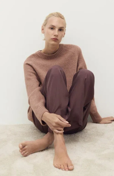 Mango Crewneck Raglan Sleeve Sweater In Brown