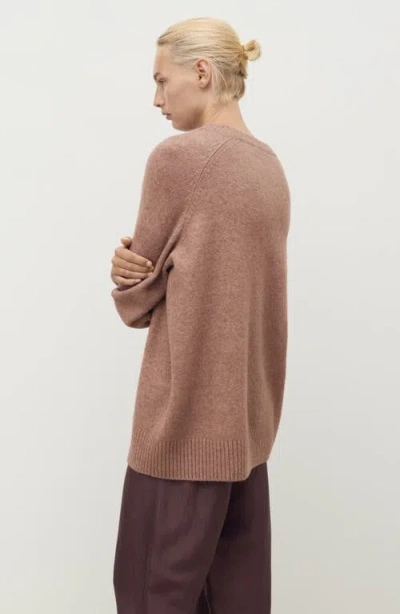 Mango Crewneck Raglan Sleeve Sweater In Brown