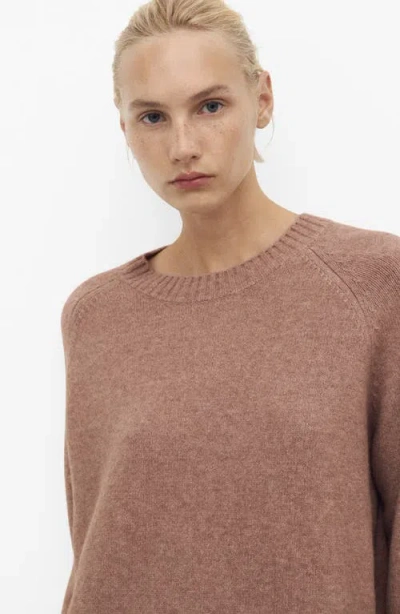Mango Crewneck Raglan Sleeve Sweater In Brown
