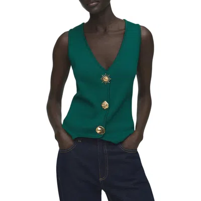Mango Women's Jewel Buttons Knitted Vest In Green