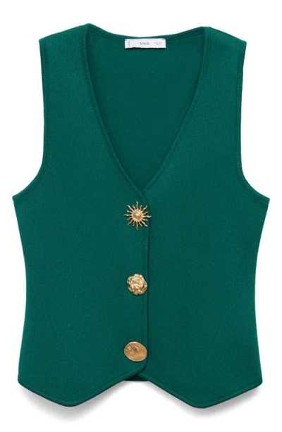 Mango Women's Jewel Buttons Knitted Vest In Green