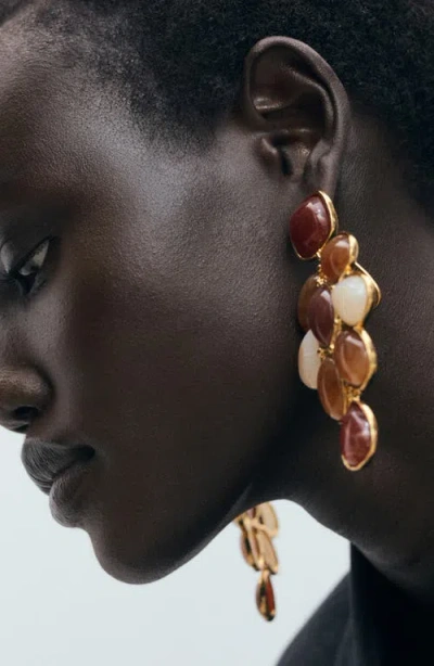 Mango Mixed Resin Drop Earrings In Brown